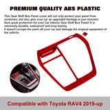 Inner Center Console Gear Shift Transmission Box Frame Cover Trim, ABS Glossy Red, Compatible with Toyota RAV4 2019-2024