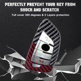 x xotic tech Glossy Black/Red Mix Color Carbon Fiber Texture Hard Plastic Key Fob Cover Case Compatible with BMW X1 X2 X3 X4 X5 X6 X7 Z4, 2 3 5 6 7 8 Series or Toyota Supra
