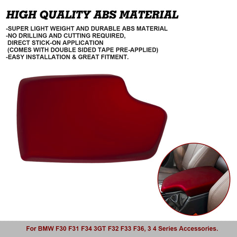 Inner Armrest Storage Box Cover Trim Center Console Protector Cap, Sporty Red, Compatible with BMW 3 Series F30 F34 320i 328i 335i 2013-2019 4 Series F32 428i 430i 435i 2014-2020