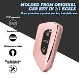 Pink TPU Key Fob Shell Full Cover Case, Compatible with Volkswagen Golf 8 ID.4 MK8 Seat Leon MK4 Skoda Octavia Smart Keyless Entry Key