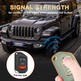 Green TPU Full Cover Folding Remote Key Fob Cover For Jeep Wrangler JLU 2018-22