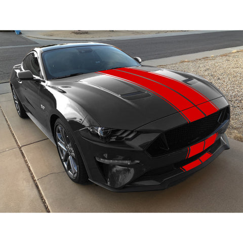 Double-Dual Sport Racing Vinyl Stripe Graphics Hood Roof Trunk Bumper Decal Sticker,Compatible with Ford Mustang 2015-2023