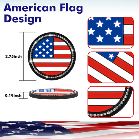 2.75" Flexible PVC Rhinestone Cup Coasters Patriotic Decoration For Men Women