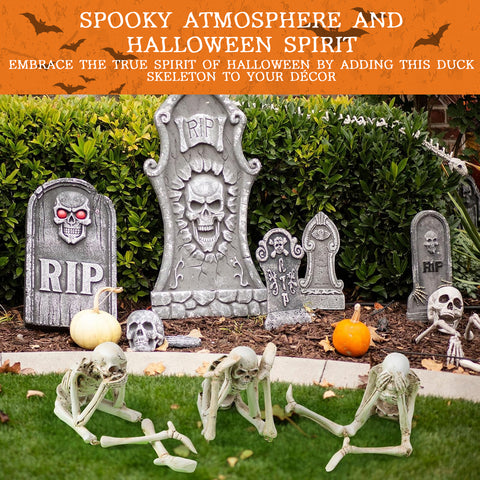 Set of 3 Halloween Statues See Speak Hear No Evil Skeleton Skull Bone Decoration