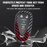 x xotic tech Glossy Black/Red Mix Color Carbon Fiber Texture Hard Plastic Key Fob Cover Case Compatible with Chevy Chevrolet Camaro Cruze Spark Volt Malibu Bolt Sonic Trax