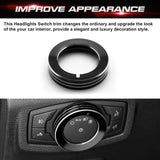 1x Red Aluminum Headlight Fog Light Switch Knob Cover Button Ring Trim for Ford Mustang F-150 Raptor 2015-up