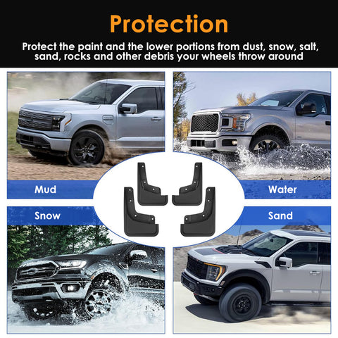 x xotic tech Mud Flaps Splash Guard Compatible with Ford Ranger 2024 2025 2026 Front & Rear Mudguards Fender Flare Dirt Slush Trap Protector Set Pickup Truck Accessories(4PCS)
