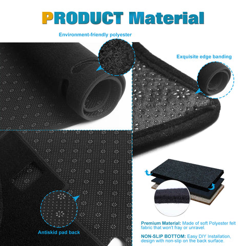 Center Console Dashboard Mat Pre-Cut Non-Slip Sunshield Sun Glare Protector Dash Carpet Pad Black Cover Compatible with Toyota RAV4 2019-2024