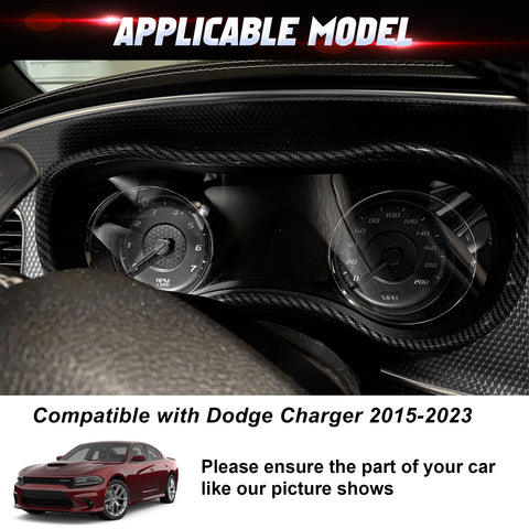 Carbon Fiber Style Dashboard Meter Panel Frame Cover For Dodge Charger 2015-23