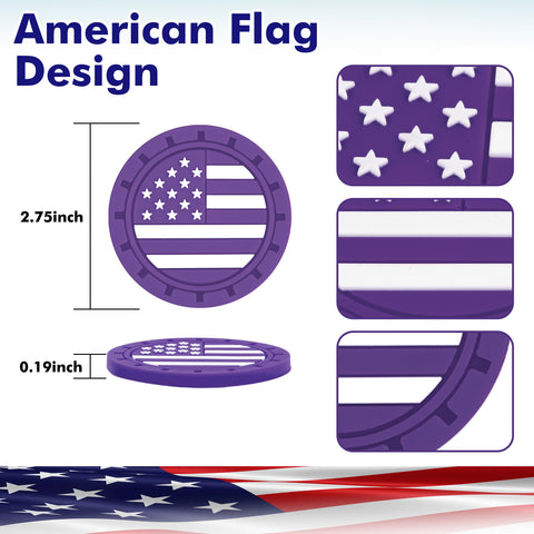 2.75 Inches USA Flag Style Anti Slip Drink Cup Holder Insert Mat Universal Fit