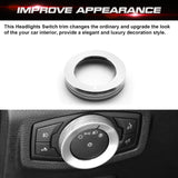 1x Red Aluminum Headlight Fog Light Switch Knob Cover Button Ring Trim for Ford Mustang F-150 Raptor 2015-up