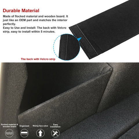 Rear Trunk Black Side Storage Organizer Divider Partition Baffle Tail Compartment Panel Board Compatible with Tesla Model 3 2017-up