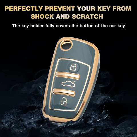 2X TPU Full Cover Flip Smart Key Fob Cover For Audi A1 A3 A4 A6 A8 Quattro