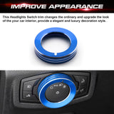 1x Red Aluminum Headlight Fog Light Switch Knob Cover Button Ring Trim for Ford Mustang F-150 Raptor 2015-up