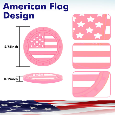 2.75 Inches USA Flag Style Anti Slip Drink Cup Holder Insert Mat Universal Fit