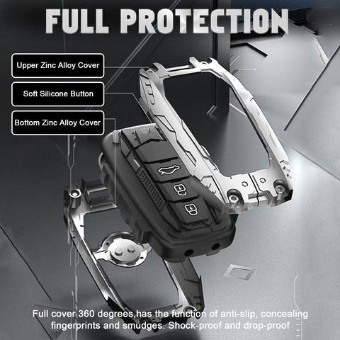 x xotic tech Mech Style Heavy Metal Key Fob Cover Compatible with Toyota Venza Sienna Tundra Prius RAV4 Land Cruiser Corolla Highlander Camry, Zinc Alloy Key Case Protector Shell Keychain(B-Style)