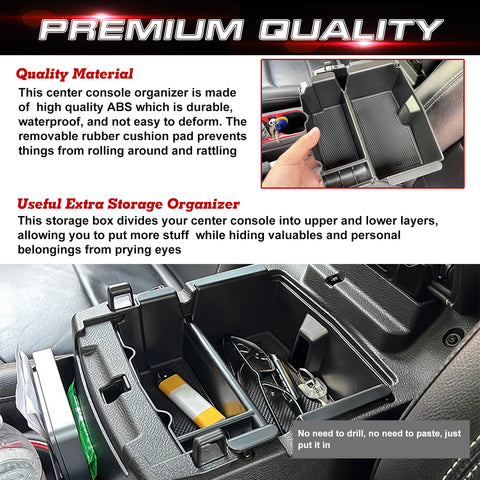 x xotic tech Center Console Organizer Compatible with Jeep Wrangler JL JLU 2018-up & Gladiator JT Truck 2020-up, Insert Tray Armrest Storage Box Interior Accessories