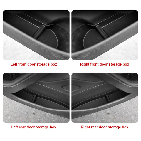 4PCS/Set Door Side Handle Slot Armrest Storage Box Organizer Holder Tray Front and Rear Accessories Compatible with Tesla Model 3 2016-2023