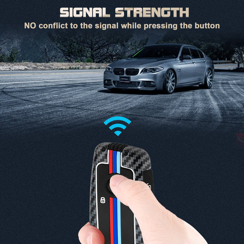 x xotic tech Heavy Zinc Alloy Key Fob Cover Compatible with BMW IX I5 X5 X6 X7 IX I7 5 7 Series 740i 760i 2023-2026, Full Protect Remote Metal Keys Holder Keychain with Carbon Fiber Pattern