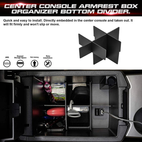 Interior Center Console Armrest Box Storage Container Holder Tray Organizer Divider, Compatible with Toyota 4Runner 2010-2023