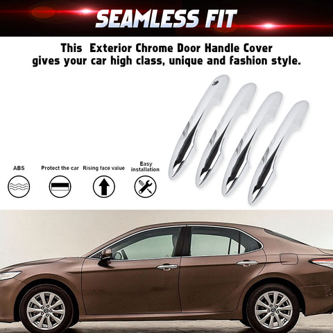 4pcs Chrome Side Door Handle Overlay Cover Trim For Toyota Camry Corolla Avalon