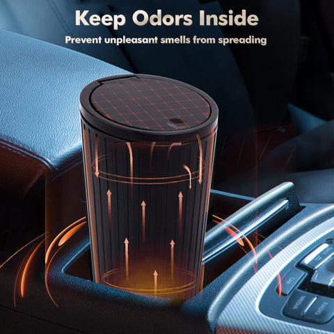 Car Cup Holder Trash Can with Lid Mini Dustbin Garbage Organizer Universal Fit