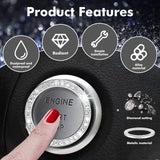 2pcs Bling Rhinestone Car Engine Ignition Start Button Ring Emblem Sticker Cover