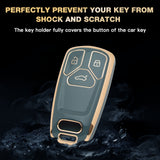 2X White TPU Full Cover Smart Key Fob Case Cover For Audi A4 A5 A6 A7 A8 Allroad