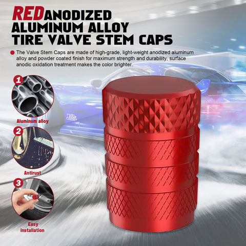 Xotic Tech 4pcs Tire Valve Stem Cover Caps Anodized Aluminum Alloy, Corrosion Resistant Leak-Proof Wheel Valve Cap Set Exterior Accessories, Universal for Cars Trucks Motorcycles SUVs and Bikes