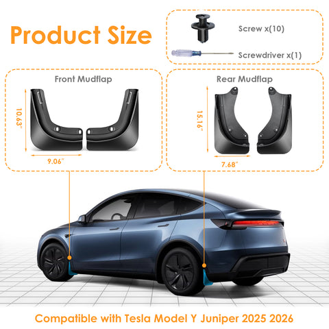 Mud Flaps Splash Guards Fender Accessories For Tesla Model Y Juniper 2025 2026