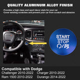Alloy Engine Start Stop Push Button Cover For Dodge Charger Challenger 2010-2022