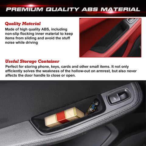 Door Storage Box Tray Organizer Compatible with Porsche Macan S/T/GTS/Turbo 2015-up Interior Car Door Side Handle Insert Pocket Holder Glove Pallet Accessories (4 Packs w/Anti-slip pads)