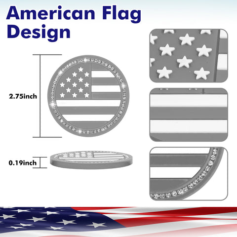 2.75" Flexible PVC Rhinestone Cup Coasters Patriotic Decoration For Men Women