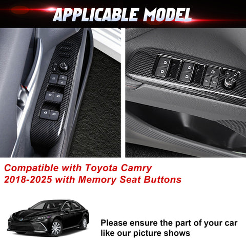 4pcs/Set Window Lift Switch Panel Molding Trim Fit Toyota Camry XV70 2018-2025