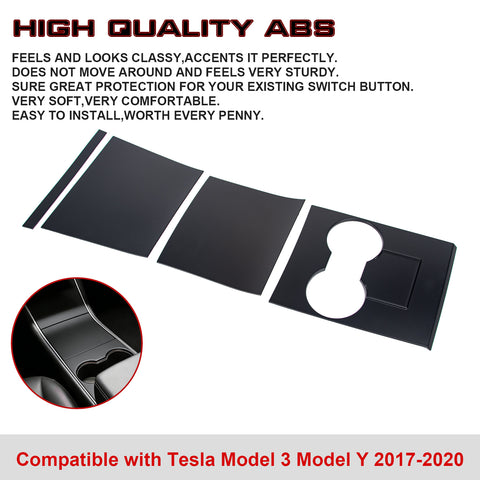 4pcs/Set Center Console Wrap Decor Sticker Accessories for Tesla Model 3/Y 17-20