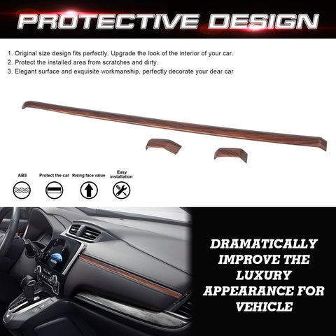 Peach Wood Grain Center Console Upper Stripe Cover Decor For Honda CR-V 17-2022