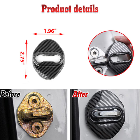 Carbon Fiber Black Door Lock Lock-stitch Cover Trim For Honda Toyota Subaru Mazda