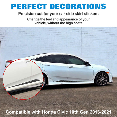 Carbon Fiber Texture Side Door Skirt Cover Sticker For Honda Civic 2016-2021