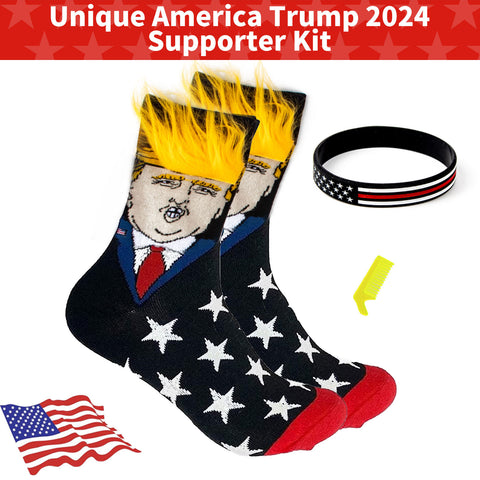 2 Pair Trump American Flag Presidential Election Patriot Print Cotton Crew Socks