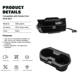 Console Storage Tray w/ USB Cable Drinking Cup Holder For Honda Civic 16-21