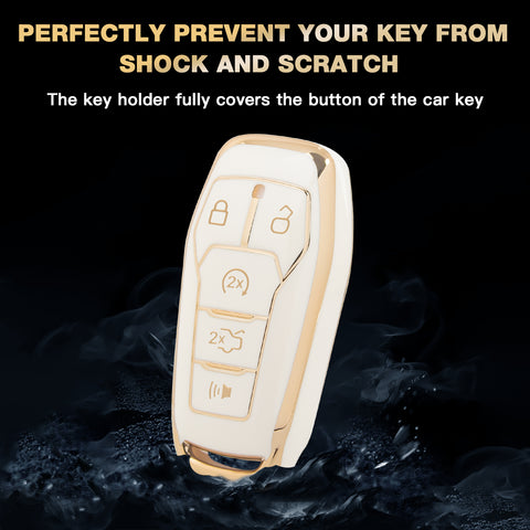 2X White TPU Full Protect Smart Key Fob Cover For Ford Fusion F-150 Raptor Edge