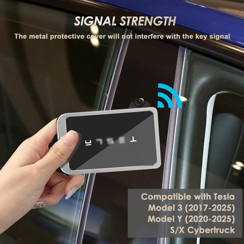 x xotic tech Transparent Card Key Holder, Card Protective Case Cover Comapatible with Tesla Model Y/3/S/X Cybertruck Accessories, Full Protection Key Fob Shell Key Chain(Aluminum Alloy)
