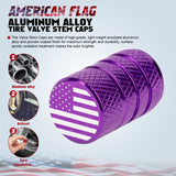 4pcs American Flag Tire Valve Stem Cover Caps Anodized Aluminum Alloy, Corrosion Resistant Leak-Proof Wheel Valve Cap Set, Universal for Cars Trucks Motorcycles SUVs