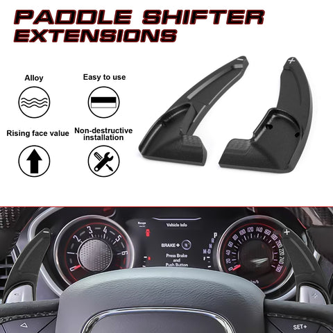 Black Forged ABS Paddle Shifter Extension For Dodge Charger Chrysler 300 2015-21