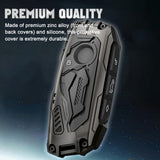 x xotic tech Mech Style Heavy Metal Key Fob Cover Compatible with BMW 2023 2024 2025 X1 X5 X6 X7 i7 Xi 3 5 7 Series 740i 760i XM IX IX3 I5 I7, Zinc Alloy Key Case Protector Shell Keychain