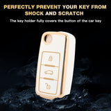 2X White TPU Full Cover Flip Remote Key Fob Cover For VW Tiguan Golf GTI Passat