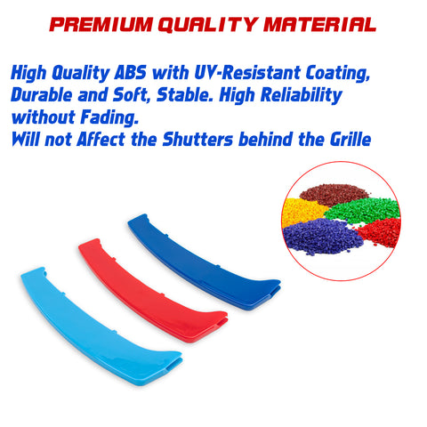 Set Tri-Colored Front Kidney Grille Strips Clip Cover For BMW 1 Series 2008-2013