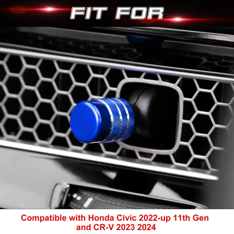 4X Blue Sporty Center AC Air Vent Knob Cover Trim For Honda Civic 11th Gen 2022+