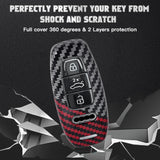 x xotic tech Glossy Black/Red Mix Color Carbon Fiber Texture Hard Plastic Key Fob Cover Case Compatible with Audi A3 A6 A7 A8 Q7 Q8 E-Tron S3 S6 RS6 RS7 S6 S7 SQ7 SQ8 3-Button