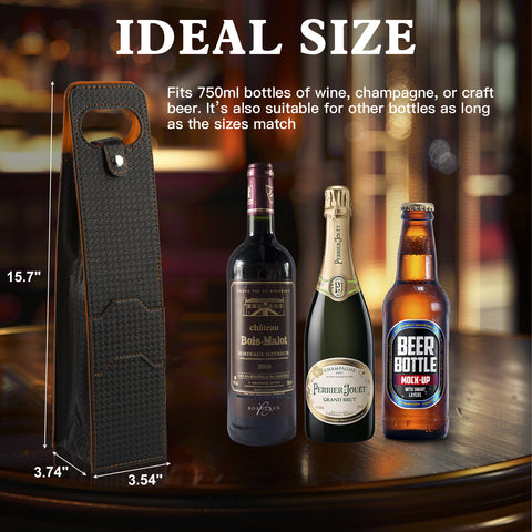 Portable Bottle Wine Gift Bag Champagne Beer Holder for Picnic Party, Christmas